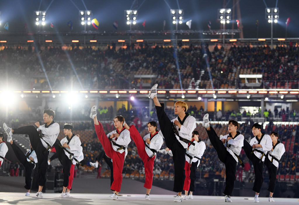  during the Opening Ceremony of the PyeongChang 2018 Winter Olympic Games at PyeongChang Olympic Stadium on February 9, 2018 in Pyeongchang-gun, South Korea.